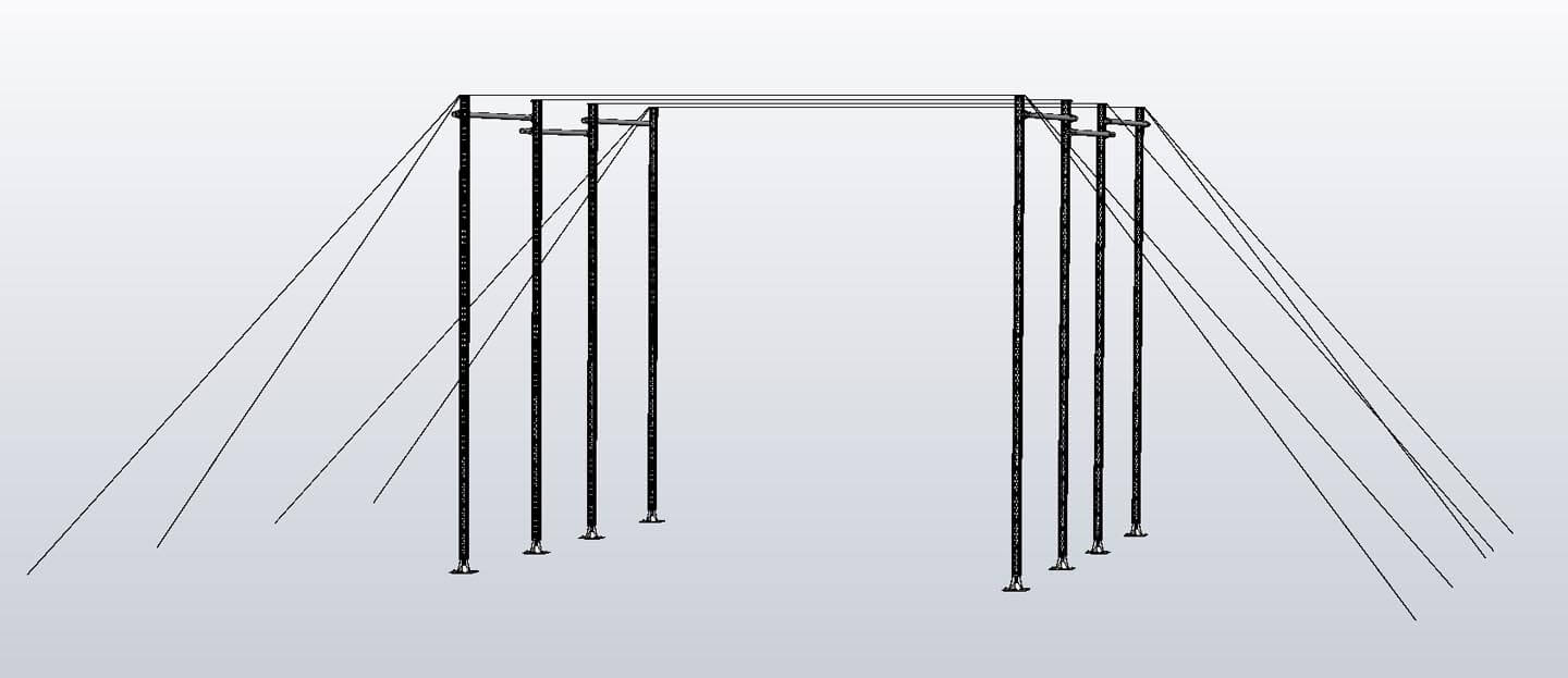 Configuration of protection gantries for conductors’ installation.